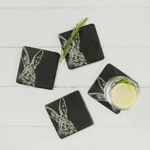 The Just Slate Company Set Of 4 Hare Slate Coasters - Image 3