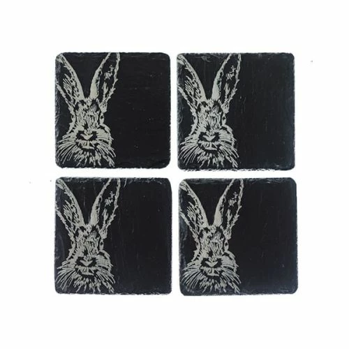 The Just Slate Company Set Of 4 Hare Slate Coasters