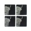 The Just Slate Company Set Of 4 Highland Cow Slate Coasters