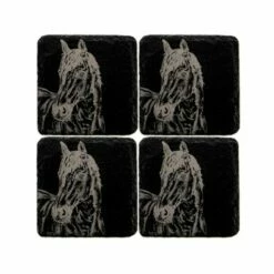 The Just Slate Company Set Of 4 Horse Portrait Slate Coasters