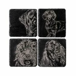 The Just Slate Company Set Of 4 Mixed Dog Slate Coasters