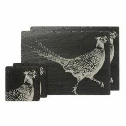 The Just Slate Company Pheasant Slate Coaster & Placemat Set