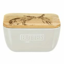 The Just Slate Company Kissing Hares White Butter Dish