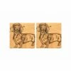 The Just Slate Company Set Of 2 Dachshund Oak Coasters