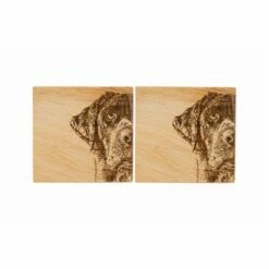 The Just Slate Company Set Of 2 Labrador Oak Coasters