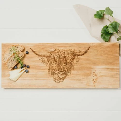 The Just Slate Company Highland Cow Large Oak Serving Board - Image 3