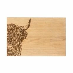 The Just Slate Company Highland Cow 30cm Oak Serving Board