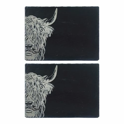The Just Slate Company Set Of 2 Highland Cow Placemats
