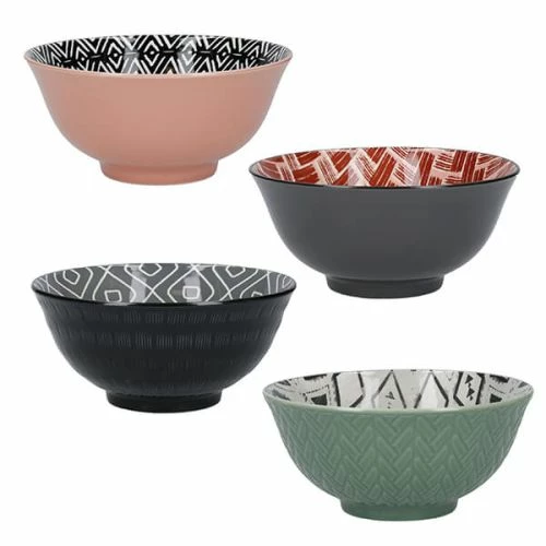 KitchenCraft Designed For Life Glazed Stoneware Bowl Set Of 4