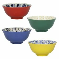 KitchenCraft World Of Flavours Glazed Stoneware Bowl Set Of 4