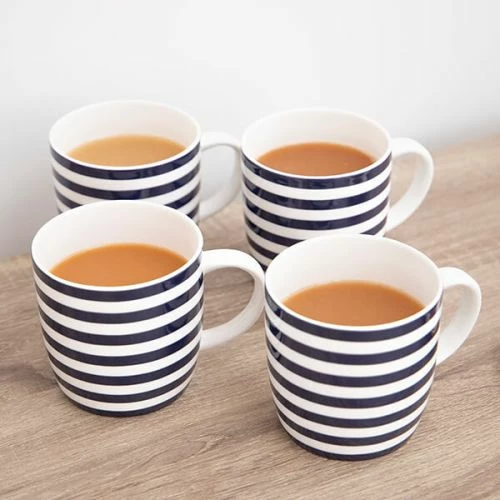 KitchenCraft Barrel Mug Set Of 4 Nautical Stripe - Image 2
