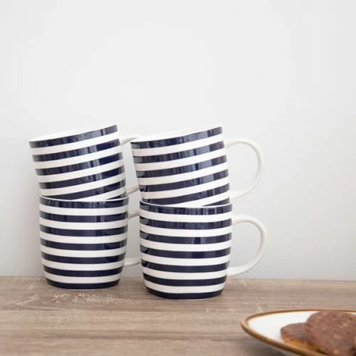 KitchenCraft Barrel Mug Set Of 4 Nautical Stripe - Image 3