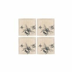 The Just Slate Company Set Of 4 Bee Linen Coasters