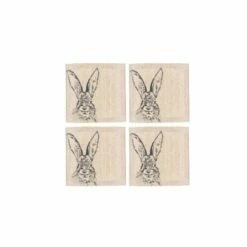 The Just Slate Company Set Of 4 Hare Linen Coasters