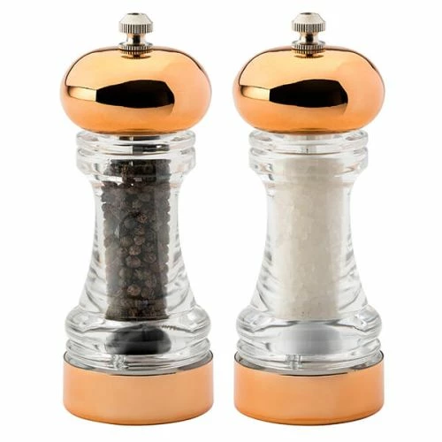 English Tableware Company York Copper Top Filled Salt & Pepper Mill Set