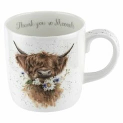Wrendale Designs Large Fine Bone China Mug Thank You, Cow
