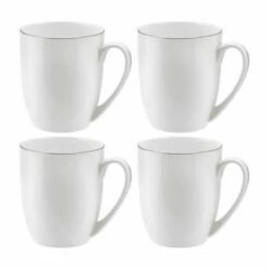 Royal Worcester Serendipity Platinum Set Of 4 Barrel Shape Mugs