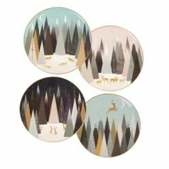 Sara Miller Frosted Pines Collection Set Of 4 Plates
