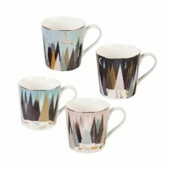 Sara Miller Frosted Pines Collection Set Of 4 Mugs