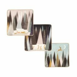 Sara Miller Frosted Pines Collection Set Of 3 Square Dishes