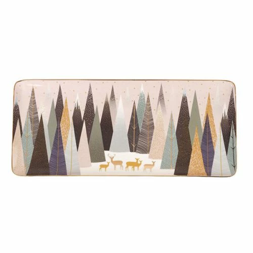 Sara Miller Frosted Pines Collection Deer Sandwich Tray - Image 3