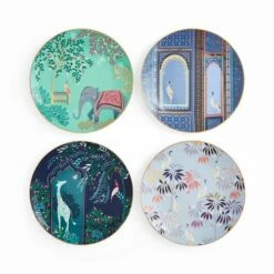 Sara Miller India Collection Set Of 4 Cake Plates