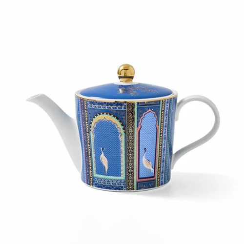 Sara Miller India Collection Tea Pot Lattice Window's Indigo - Image 2