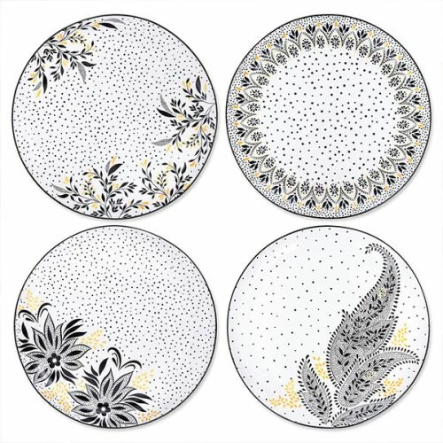 Sara Miller Artisanne Noir Set Of 4 Dinner Plates