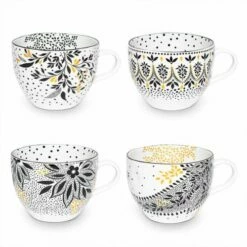 Sara Miller Artisanne Noir Set Of 4 Mugs