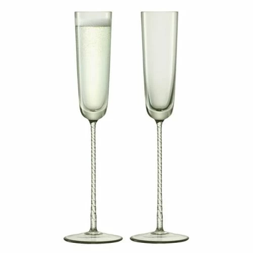 LSA Champagne Theatre 120ml Champagne Flute Braid / Smoke Grey Set Of 2