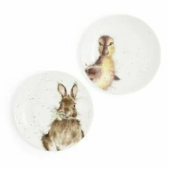 Wrendale Designs Set Of 2 Bunny & Duckling Coupe Plates