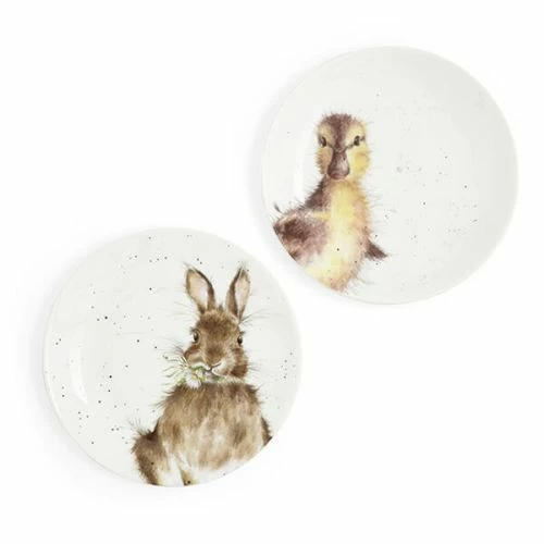 Wrendale Designs Set Of 2 Bunny & Duckling Coupe Plates