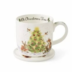 Wrendale Designs Mug And Coaster Set Oh Christmas Tree