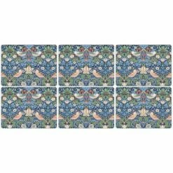 Morris & Co Strawberry Thief Blue Placemats Set Of 6