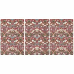 Morris & Co Strawberry Thief Red Placemats Set Of 6