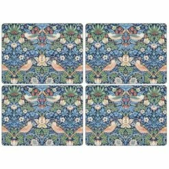 Morris & Co Strawberry Thief Blue Placemats Set Of 4