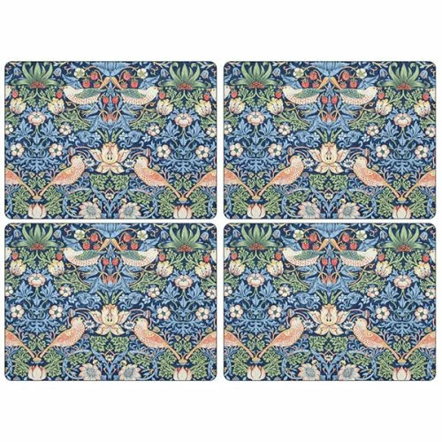 Morris & Co Strawberry Thief Blue Placemats Set Of 4